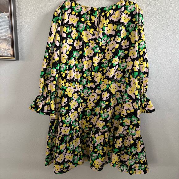 Who What Wear Floral Tiered Mini Dress Yellow Flowers Women's Size 4XL - Picture 9 of 12